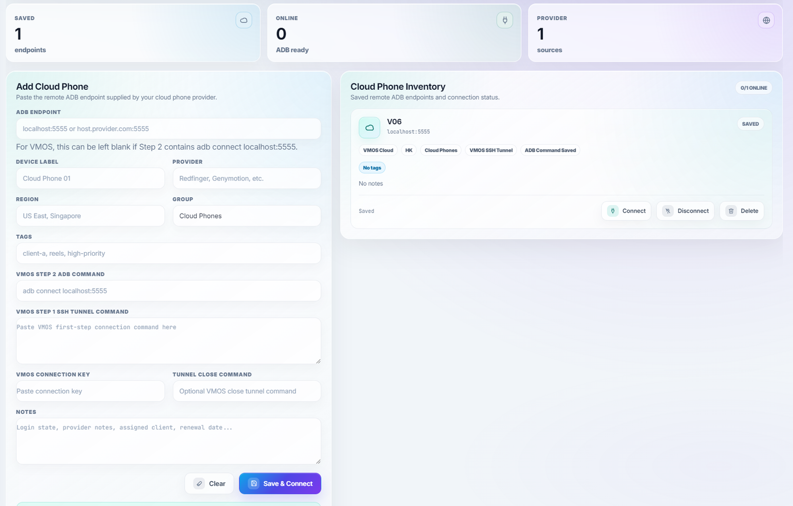 Remote Cloud Hosted Mobile Clusters Panel